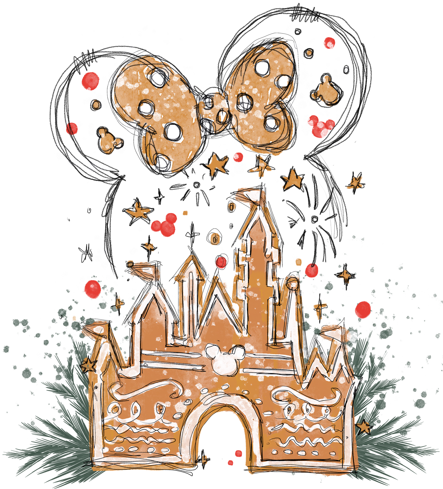 Christmas Disney Castle Mickey - DTF Ready To Press