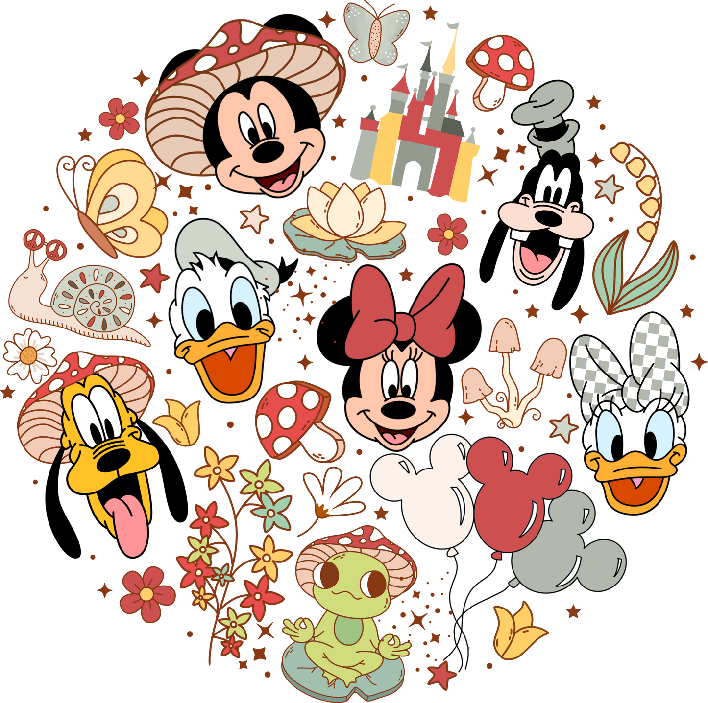 Minnie Mouse, Donald Duck, Goofy, Daisy Duck and Chip'n'Dale,- DTF Ready To Press