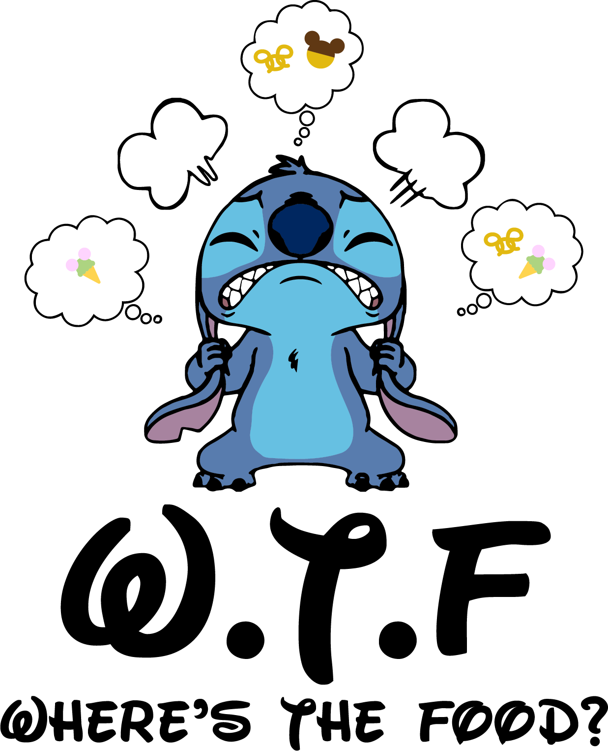 Stitch where's the food - DTF Ready To Press