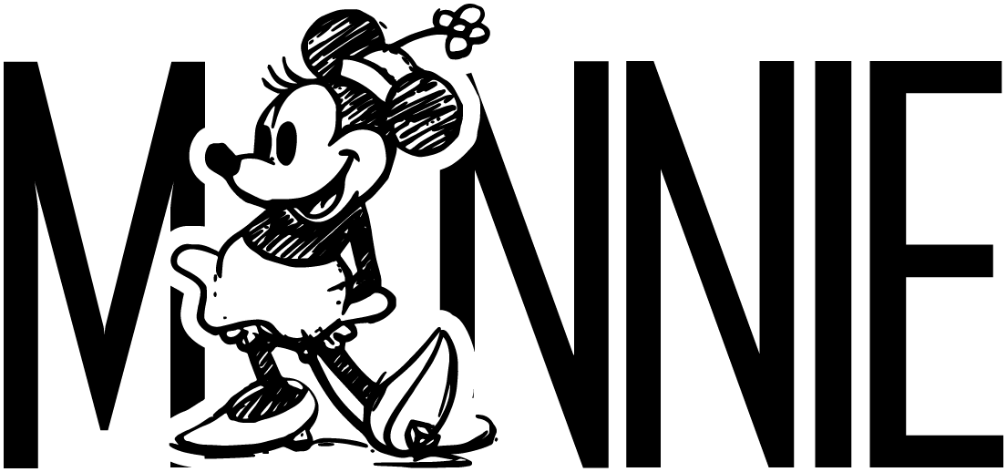 Minnie Sketch Text - DTF Ready To Press