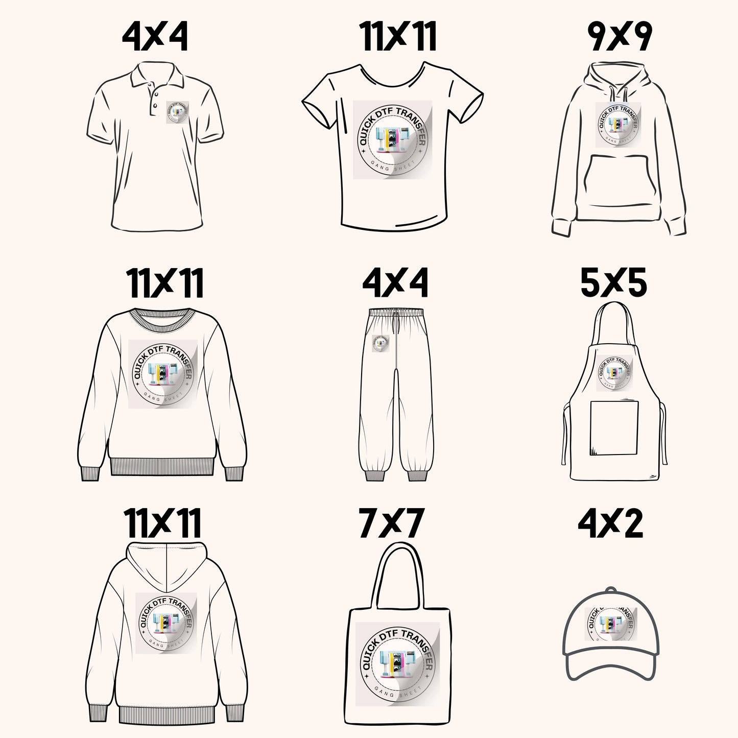 DTF Transfer By Size