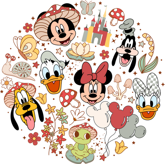 Minnie Mouse, Donald Duck,  Goofy, Daisy Duck and Chip'n'Dale,- DTF Ready To Press