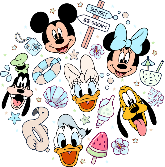 Minnie Mouse, Donald Duck,  Goofy, Daisy Duck ,- DTF Ready To Press