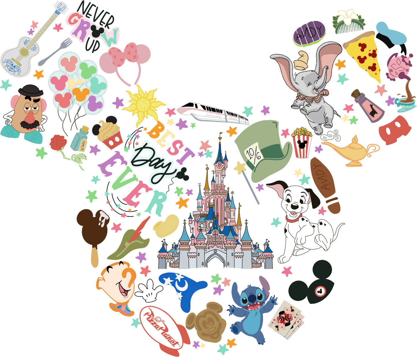 Disney Mickey ears and castle - DTF Ready To Press
