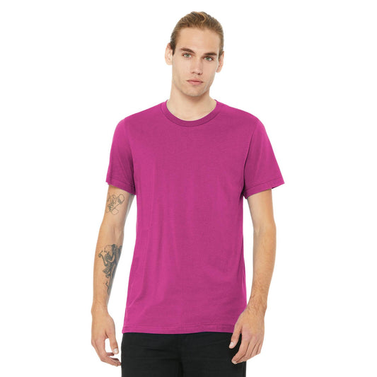 Berry Bella Canvas 3001 Unisex Jersey T-Shirt ready for custom DTF printing.