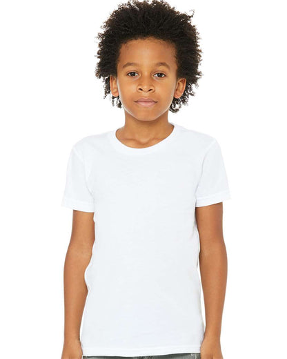 White Bella Canvas 3001 Youth T-Shirt ready for custom DTF printing.